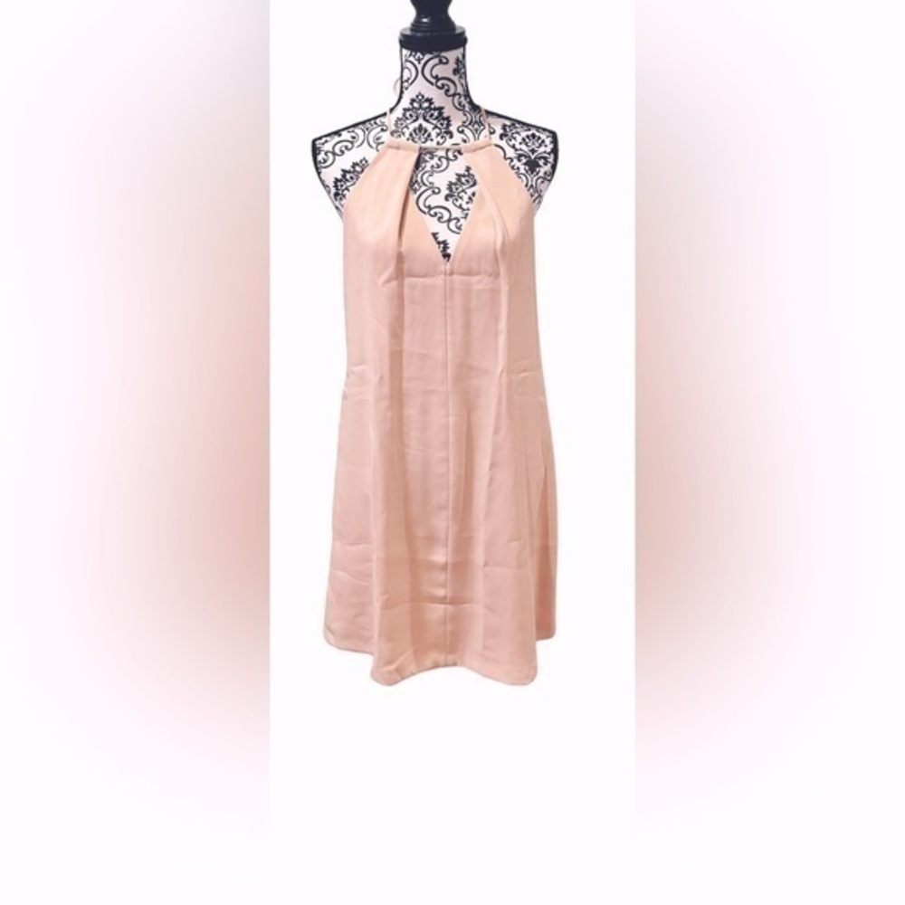 NWOTS ZARA 💓MEDIUM 💓PALE PEACH PINK SHEER HALTER SLIP DRESS FULLY LINED 💓